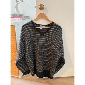 Eddie Bauer‎ Lambswool Sweater Houndstooth V Neck Vintage 90s Knit ✨